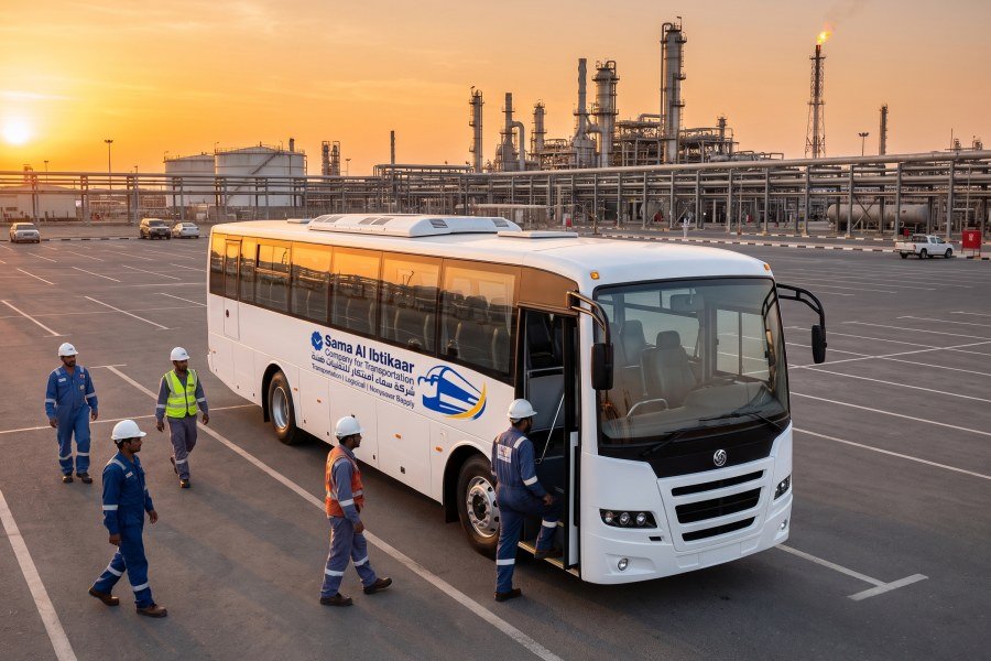 Sama Al Ibtikaar Big Bus fleet for large workforce passenger transportation
