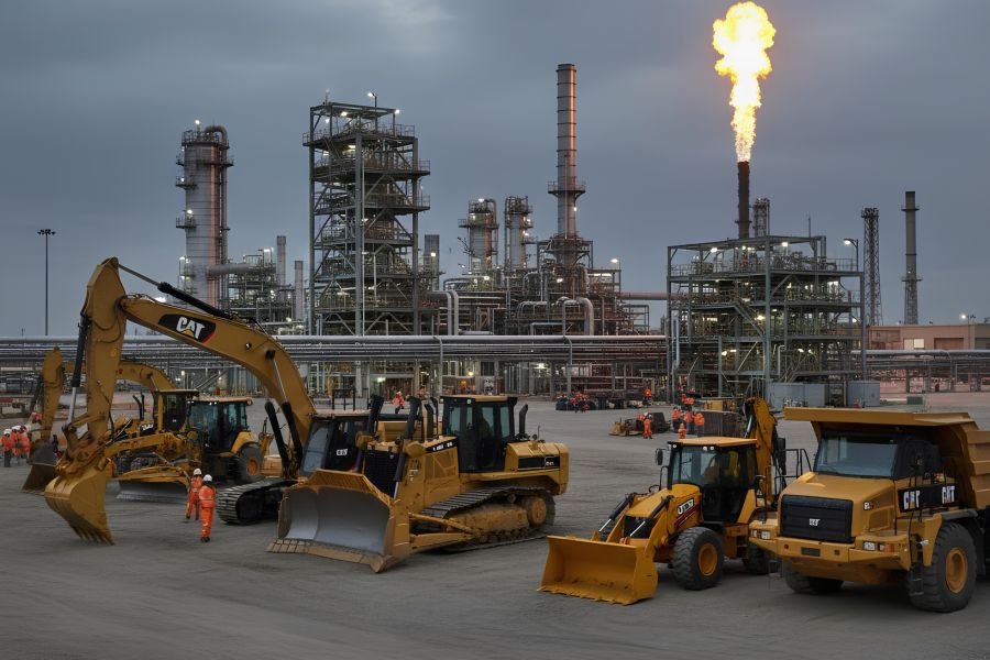 Excavator, bulldozer and loaders from the Sama Al Ibtikaar plant fleet